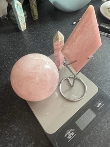 Crystal Bundle Pink Theme Affordable Large Rose Quartz Sphere + More 1064g - Picture 1 of 18