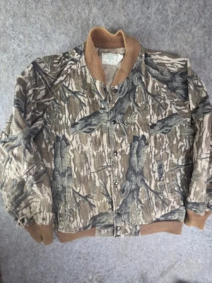 Vintage Mossy Oak Jacket Men’s Medium Camo Tree Stand Hunting USA 80s Distressed - Image 1 of 4