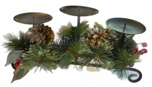 Collections Inc Black Iron Triple Pillar Candle Holder Holiday Centerpiece - Picture 1 of 10