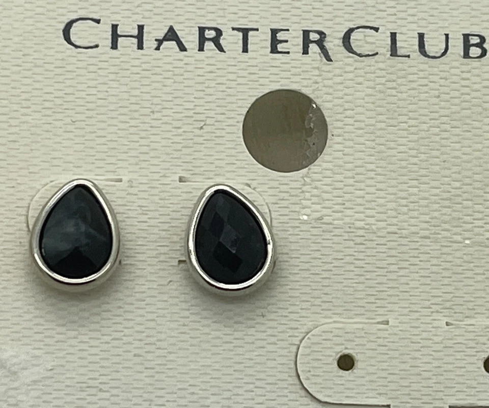 Brincos de cristal preto tom prata Charter Club - Imagem 1 de 1