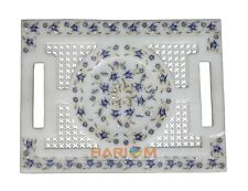 Beautiful Marquetry Marble Tray Plate inlay Semi Precious Gems Handmade Gift Art