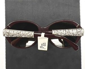 Chanel 5290B 1461/S8 Sunglasses Bordeaux Burgundy Silver Temples Crystals w/case
