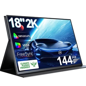 UPERFECT 18'' 144Hz Portable Gaming Monitor 100% DCI-P3 2K 2560x1600 for PS4/5 - Picture 1 of 7