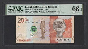 Colombia 20000 Pesos 2015 P461a Uncirculated Grade 68 Top Pop - Picture 1 of 2