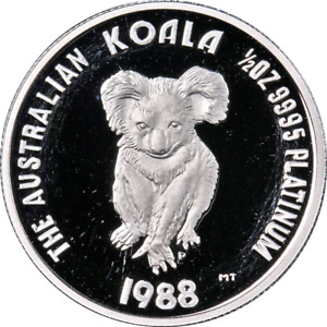 1988 Australia $50 Platinum Proof Koala 1/2 Ounce OGP