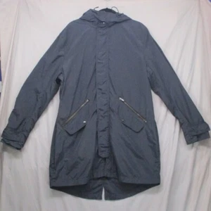H&M Blue Versatile Hooded Rain Coat Women Size L - Picture 1 of 14