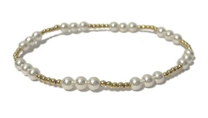 Enewton Classic Joy Pattern 14kt Gold-filled Pearl 4mm Bead Stretch Armband Neu - Bild 1 von 1