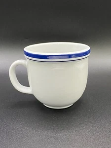 Coffee Mug Culinary Arts Cafeware Porcelain White - Blue Bands (A20) - Vintage - Picture 1 of 6