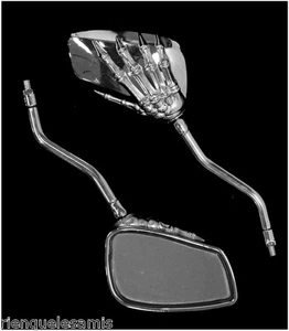Skull Metal Skeleton Hand Chrome Mirrors (Custom Trike Retro) - Picture 1 of 11