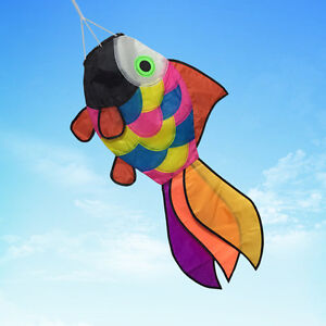 Rainbow Fish Windsock Colorful Spiral Backyard Garden Decor Outdoor Wind Sock 