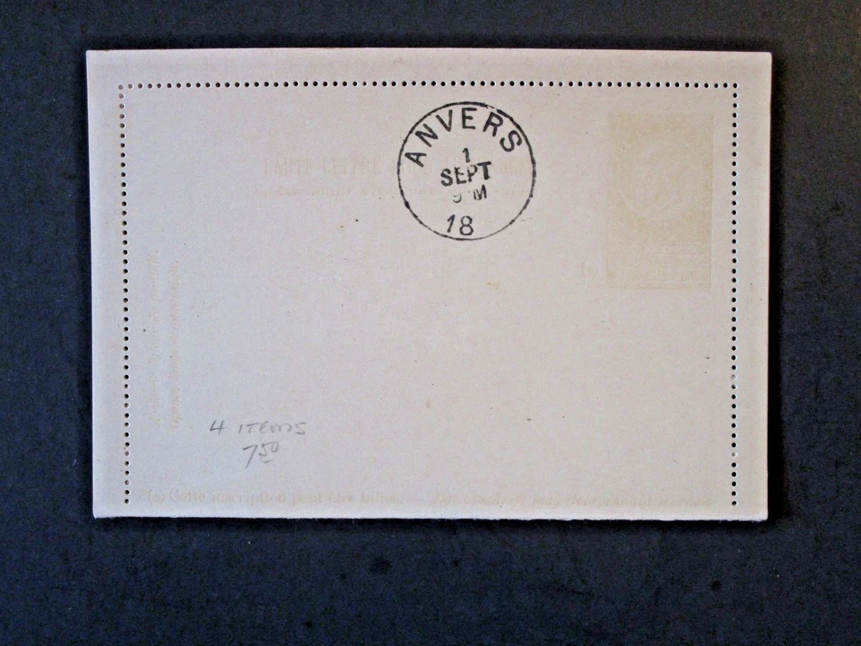 Tarjeta carta Bélgica finales de 1800 25c amarilla/anvers cancelada/parte sellada - Z4818 Foto 1 de 3