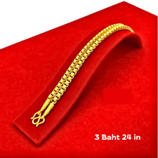 Necklace Jewelry 23k 24k Thai Gold Plated Chain GP Yellow Pendant 3 Baht 24 in