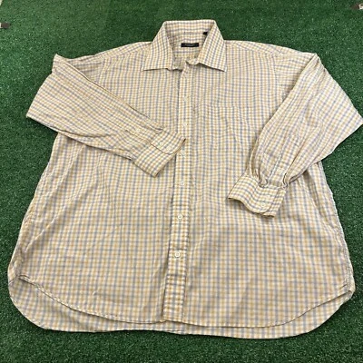 Camisa Burberry London Para Hombre 18.5 35 Azul Amarillo A Cuadros Abotonada Manga Larga Foto 1 de 4