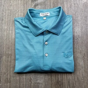 Peter Millar Summer Comfort Polo Shirt Mens M Medium Blue Geometric Performance - Picture 1 of 9