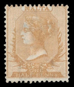 Malta 1867 QV ½d orange-brown Watermark Crown 'CC' Perf 14 MLH. SG 6. Sc 3b. - Picture 1 of 2