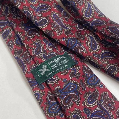 Corbata retro Haband para hombre roja blanca y azul cachemira de colección Madmen RatPack hecha en EE. UU. F4 Foto 1 de 4