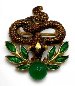 Vintage Crown Trifari Alfred Philippe Garden Of Eden Snake Enamel Brooch Pin - Picture 1 of 6