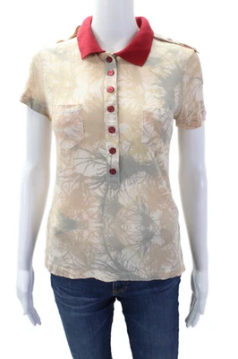 Женское хлопковое поло Zac Posen на пуговицах галстук краситель бежевый размер M - Изображение 1 из 4