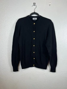 Neiman Exclusive Marcus Cashmere V-neck Cardigan Gold Buttons Women’s Black M - Picture 1 of 8