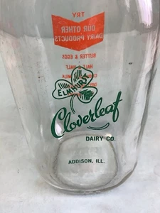 Botella de leche vintage de 1 cuarto Elmhurst - Cloverleaf Dairy Co. Addison, ILL - Imagen 1 de 6