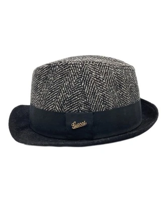 Auténtico Sombrero Gucci Bucket Lana/Gamuza Dos Tonos Gris/Negro Para Hombre Talla M/55 JAPÓN Foto 1 de 4