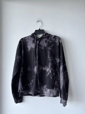 Women’s Boohoo Hoodie Gray Black Tie Dye Pullover Size 6 Grunge Skater - Image 1 of 4