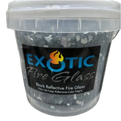 EXOTIC Fire Glass Tempered Reflective Fire Glass 1/4 in. Black (25 lb Bucket ) - Image 1 of 4