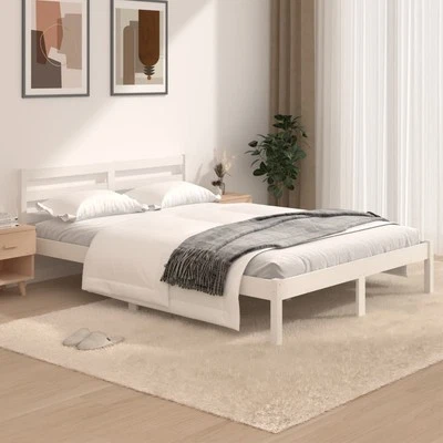 WALPLUS White Bed Frame 120x190cm Small Double Without Mattress Modern Look