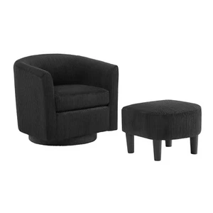 Accent Chair 360° Comfy Recliner Corduroy Arm Chair Single Sofa with Ottoman - Picture 1 of 9