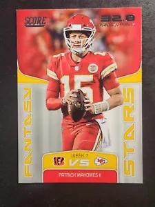 Patrick Mahomes Fantasy Stars Insert!! 2019 Score FS-1 Kansas City Chiefs MVP!! - Picture 1 of 2