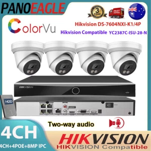 Hikvision Compatible 8MP ColorVu 4K 2 Way Talk IP Camera+DS-7604NXI-K1/4P System - Picture 1 of 24