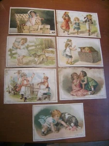 Lot de 7 chromos série enfantine "Moka Leroux" 11,5 cm X 7,4 cm - Picture 1 of 2