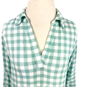 Weiche Umrandung Al Fresco grün 100% Viskose kariert Tunika Shirt Top Gr. M - Bild 1 von 9