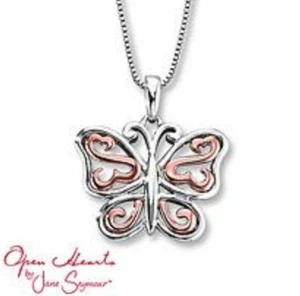 Jane Seymour Open Hearts Retired Kay Jewelers 14k Gold SS Butterfly Pendant - Picture 1 of 1