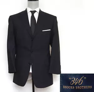 42R Brooks Brothers 346 Men’s 100% Wool Blazer Black Charcoal 3-button D010015 - Picture 1 of 20