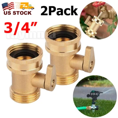 2件装3/4英寸黄铜花园软管关闭阀水管龙头连接器方便  — 第 1/4 张图片