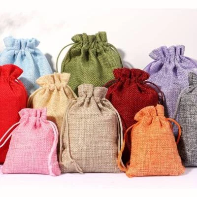 10 -100 Wedding Party Hessian Drawstring Gift Bags Fabric Linen Christmas Pouch - Image 1 of 4