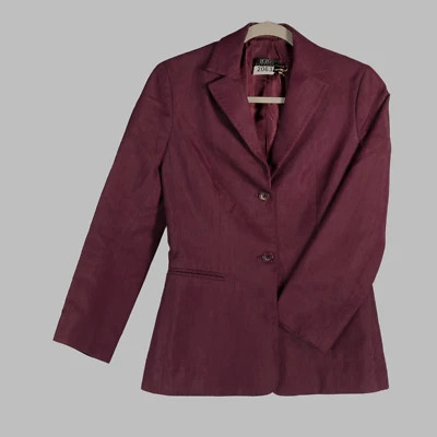 Blazer BCBG Max Azria Púrpura Chaqueta Metálica Mujer Talla S Bolsillos Forrados Foto 1 de 4