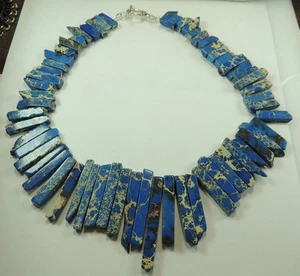 Statement Blue Imperial Jasper Necklace Sterling Silver handmade Mother of Bride - Picture 1 of 1