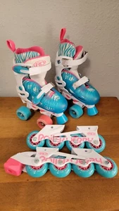 Roller Derby Girl's  2-in-1 Quad Roller & Inline Skates Combo Sizes  2-1-1-13-12 - Picture 1 of 5