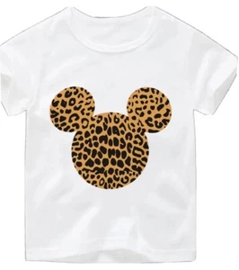 mickey mouse t shirt kids. Pure white with animal print Mickey on front. 120cm - Picture 1 of 5