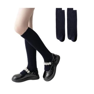 2 Pairs Girls Knee High Socks School Uniform Socks Long Socks for Girls Seaml... - Picture 1 of 5
