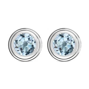 TJC 1.7ct Blue Topaz Stud Earrings for Women in Silver with Push Back