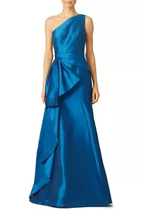 ML Monique Lhuillier Gown Sidecar Blue Teal Mermaid Dress Evening Gown SZ 0 - Picture 1 of 12