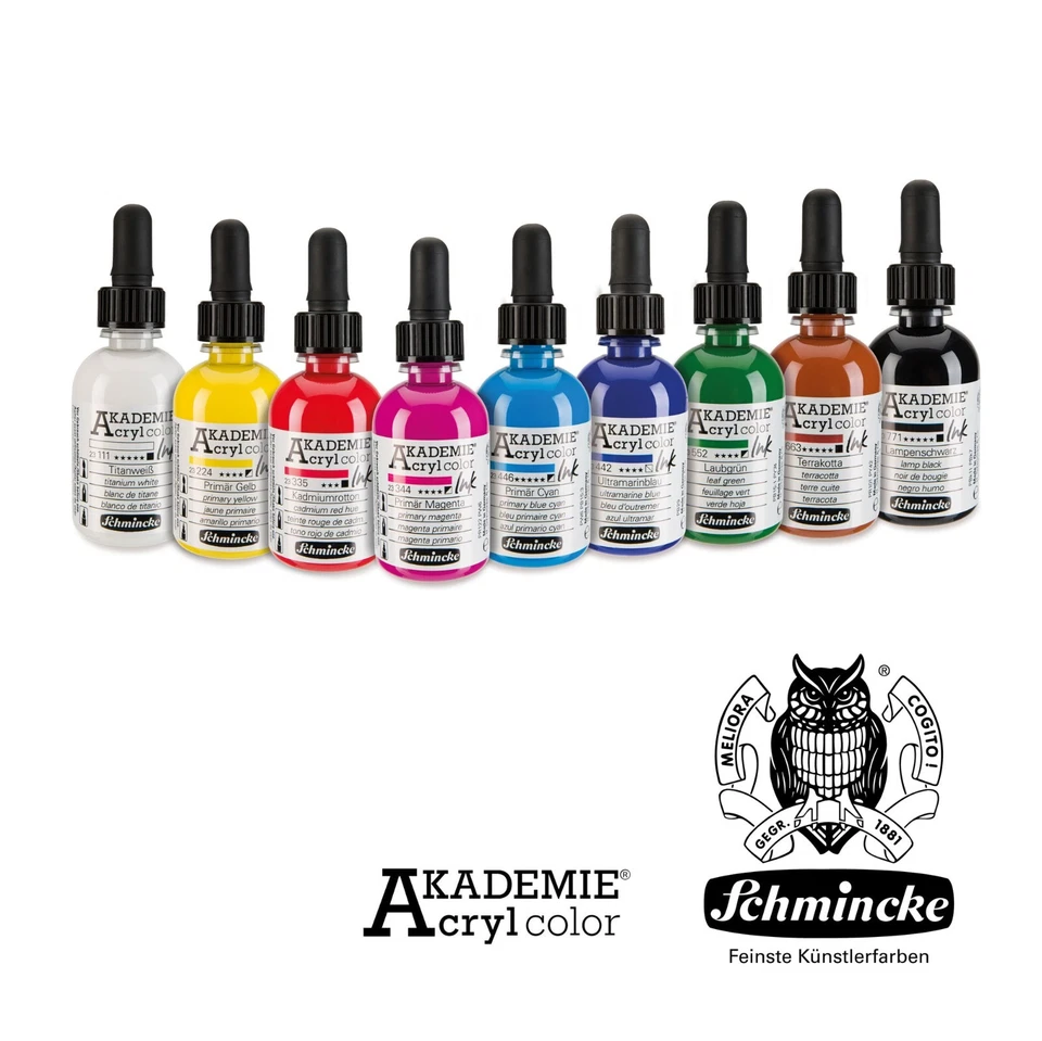Schmincke AKADEMIE color INK 50ml flüssige Acrylfarbe, Pigmentierte Acryltinte