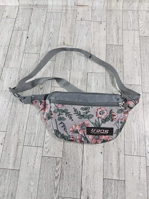 Trans By Jansport Fanny Pack Floral Waist Bag Gray Pink Adjustable  Foto 1 de 4
