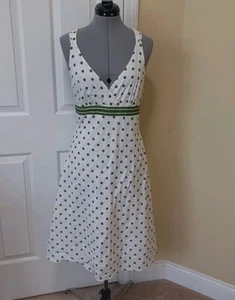 ESPRIT Created With Love Women's Vtg Y2K Cotton Polka Dot Halter Dress Size 8 - Picture 1 of 6