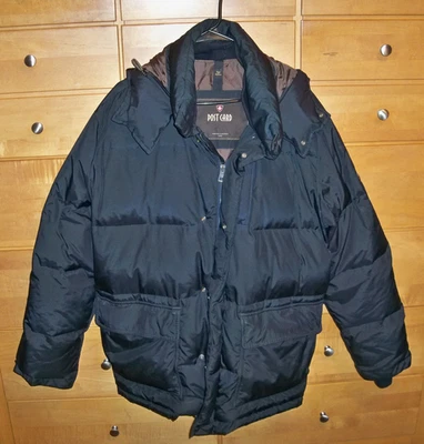 Post Card Black Hooded Goose Down Insulated Puffer Ski Coat Size 44 - EXCELLENT - Image 1 of 4