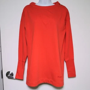 DIESEL - Bright Red Shoulder Zip Wide Moto Neck Sweatshirt - Women's XS 🔥 - Picture 1 of 11