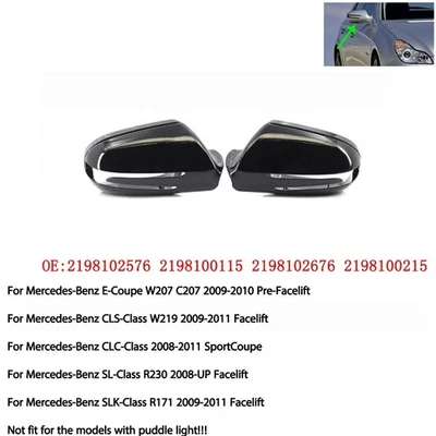 Par de tapas de espejo retrovisor puerta para Mercedes-Benz W207 C207 W219 R230 Foto 1 de 4